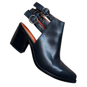 Jeffrey Campbell Everman-NR Women's Black Leather Ankle Bootie Moto Boho Size 10